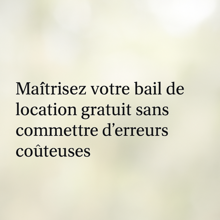 Maîtrisez votre bail de location gratuit sans commettre d&rsquo;erreurs coûteuses
